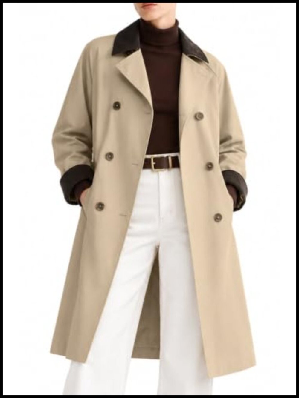 Oversized Waterproof Trench Coat with Corduroy Collar